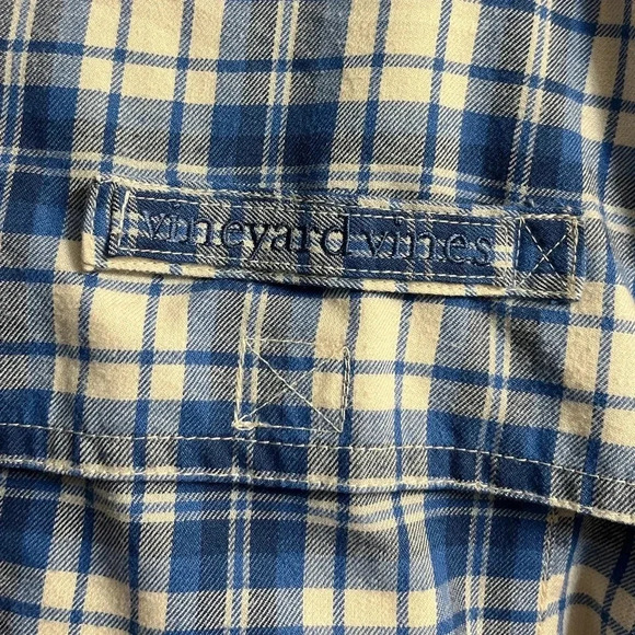 Vineyard Vines Harbor Blue White Flag Plaid Long Sleeve Shirt, Men’s Size Medium - Picture 4 of 14